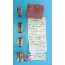 A Regency gold and black enamel memorial ring, inscribed and dated together with 3 other similar...