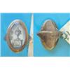 Image 1 : A George III gold memorial ring, the oval bezel inset with a painted panel depicting an urn and w...