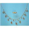 Image 1 : A gold, citrine and seed pearl fringe necklace, together with a 9ct gold 3-stone citrine and 4 pe...