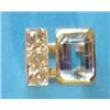 Image 1 : A stylish gold dress ring, of square form set with a rectangular cut aquamarine and 3 diamonds £8...