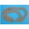 Image 1 : A 4-row curblink gilt metal necklace, with circular clasp set with a yellow zircon, together with...