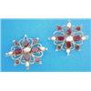 Image 1 : A pair of Eastern pierced work brooches set flat cut garnets and baroque pearls £260-300...
