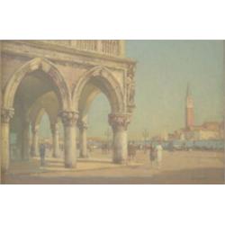 Attributed to Antoine Bouvard Oil on board. Venice Signed.  10 x 16ins.  £3,000-5,000...