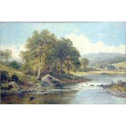 Benjamin Williams Leader (1831-1923) Oil on canvas. "On The Upper Dee" Signed.  24 x 36ins. Gilt...