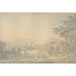 Anthony Devis (1729-1817) Pen, ink and wash. Extensive landscape with distant town.  12 x 17 ins....