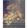 Image 1 : Henry George Todd (1847-1898) Oil on canvas. Still life of grapes, plums a pear and a pomegranate...