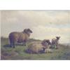 Image 1 : Charles Jones (1836-1892) Oil on wooden artists board. Sheep on a hillside. Monogrammed.  7 x 9 i...
