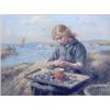 Image 1 : John McGhie (1867-1952) Oil on canvas. The Mussel Girl. Signed.  20 x 26 ins. Gilt gesso frame....