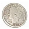 Image 1 : 1898 *KEY DATE* LIBERTY "V" NICKEL RED BOOK VALUE IS $20.00+ *NICE EARLY FINE GRADE*!!