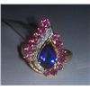 Image 1 : 2.800g Ring Made in 18kt 2.582g Gold, 0.15 Ctw Diamond, 0.94 Ctw Ruby and Amethyst