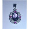 Image 1 : 3.060g Pendant of Amethyst, Ruby and CZ Sterling 925 Silver