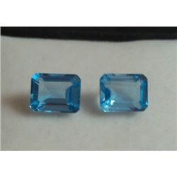 6.15 Ct Pair of Blue Topaz Stone of Rectangular Shape