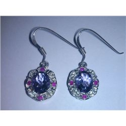 5.780g Earring of Amethyst, Ruby and CZ Sterling 925 Silver