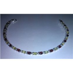 9.540g Bracelet of Peridot and Garnet Sterling 925 Silver