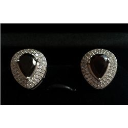 7.730g Earring of Garnet and CZ Sterling 925 Silver