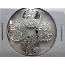 4 x .999 solid silver Walking Lady Liberty rounds