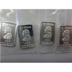 4 x .999 fine silver George Washington bars