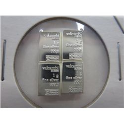 4 x .999 solid Valcambi Suisse silver bars