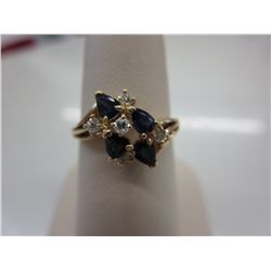 14 kt gold sapphire & diamond cocktail ring