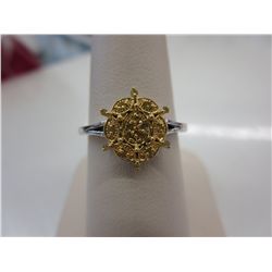 Ladies rare yellow diamond cluster ring.