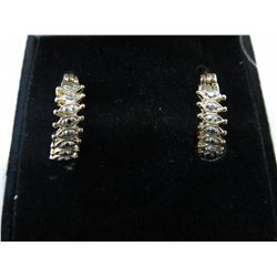 Ladies sterling silver & gold diamond earrings
