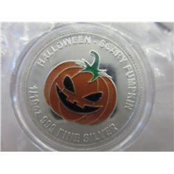 Colourized Pumpkin .999 solid silver round