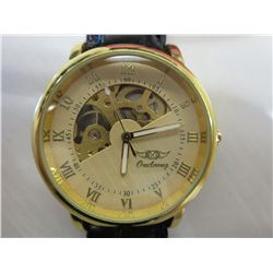 New in box skeleton watch with 2-sided window
