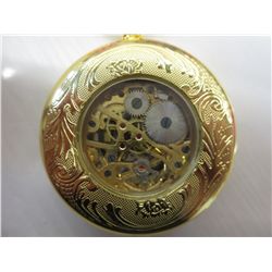 Brand new gold skeleton pocket watch