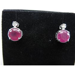 Brand new pair of ruby & diamond stud earrings