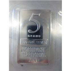 6 x Silver Bars, 5 grams each bar