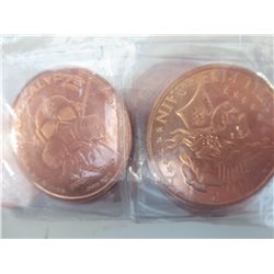 10 x 0.999 Copper Bullion Rounds