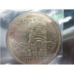 1958 Canada Totem Death Dollar, 80% silver