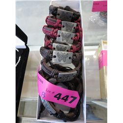 8 leather bracelets with butterfly stamp