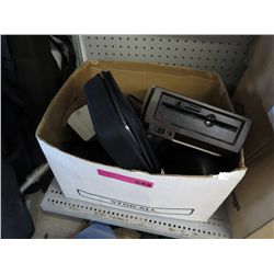 Box of assorted speakers