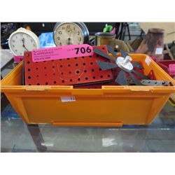 Mechano set in plastic tote.