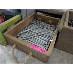 Wooden box of approx. 60 x 12" spikes
