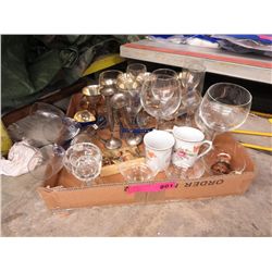 Boxed lot of assorted glass & crystal ware