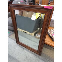 Pine framed bevelled glass mirror