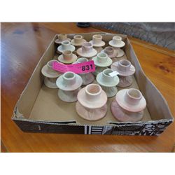 Box of assorted soapstone candle sticks