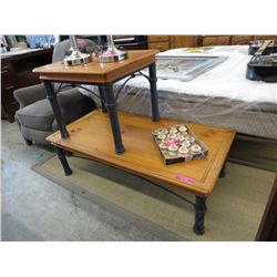 Coffee table & end table, wood top & metal base