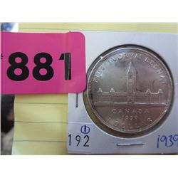 1939 Canadian Silver Dollar