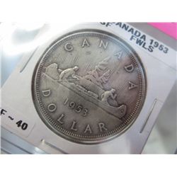 1953 Canadian silver dollar .800 silver