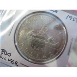 1955 Canadian silver dollar .800 silver