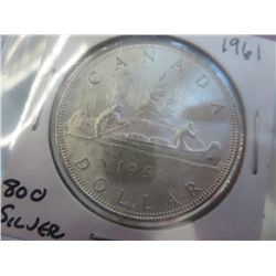 1961 Canadian silver dollar .800 silver