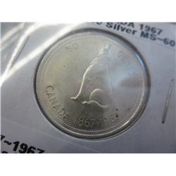1967 Canadian silver .50 cent coin .800 silver