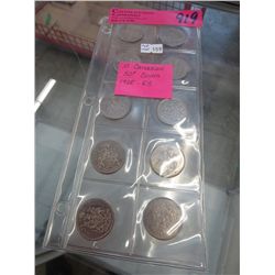 10 Canadian 50 cent coins 1968-85
