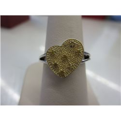 .925 silver yellow diamond heart ring