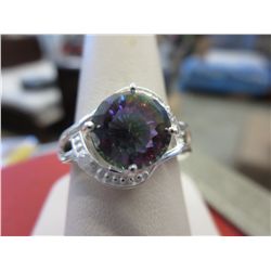 Stunning mystic topaz & diamond ring