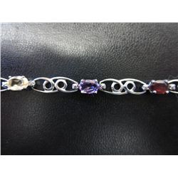Multi gemstone & diamond tennis bracelet