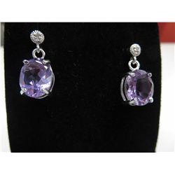 Brand new amethyst & diamond dangle earrings